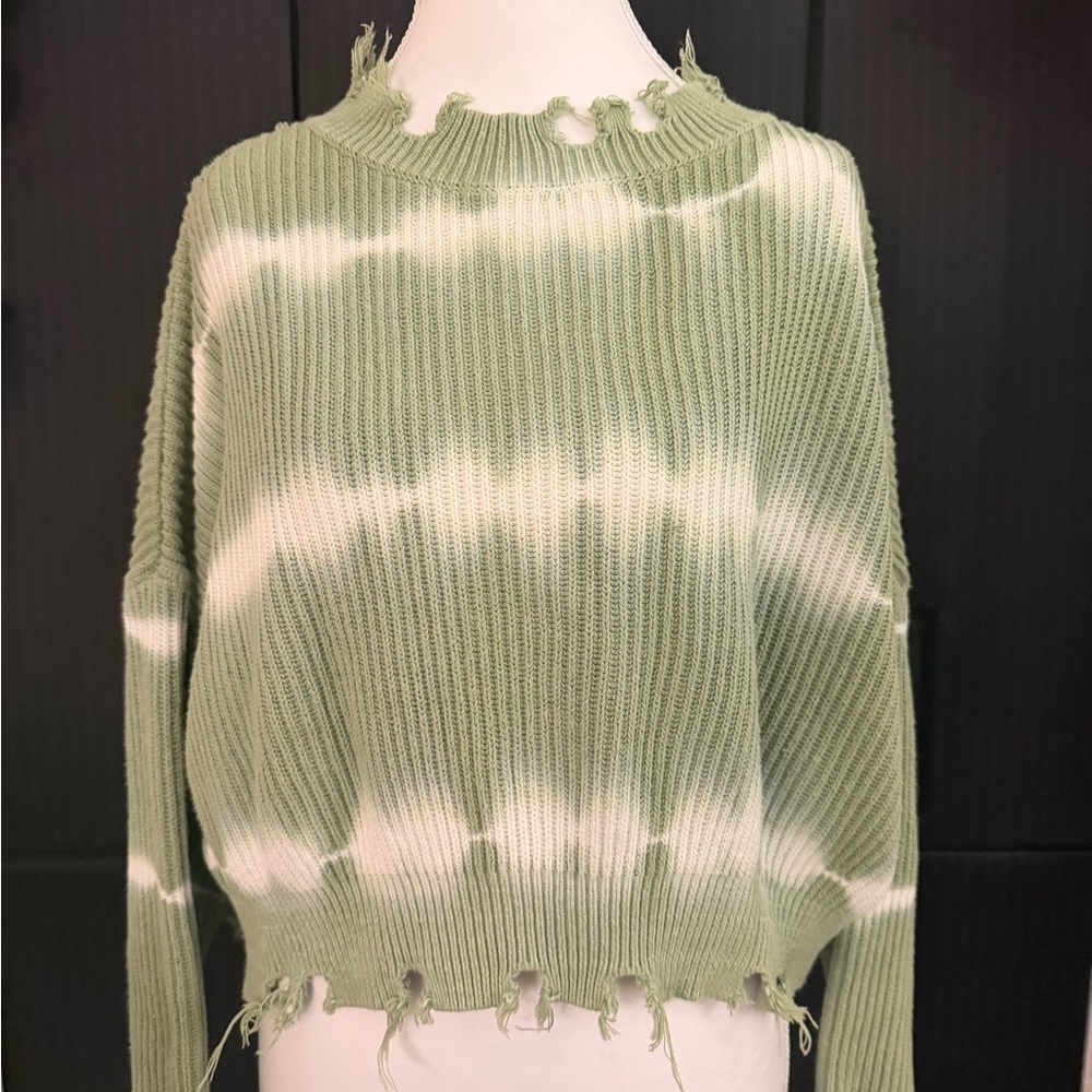 She + Sky Sage Green Ribbed Sweater